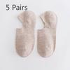 5 Pairs of Female Spring and Summer Thin Pure Color Cute Not To Drop with Shallow Mouth Invisible Socks