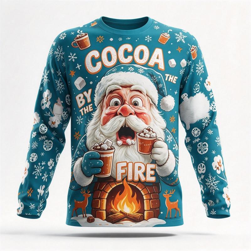 Autumn Winter Christmas Long Sleeved T-shirt Snowman Print Cotton Comfort Tees Funny Xmas Festival Party Top Casual Gift for Men