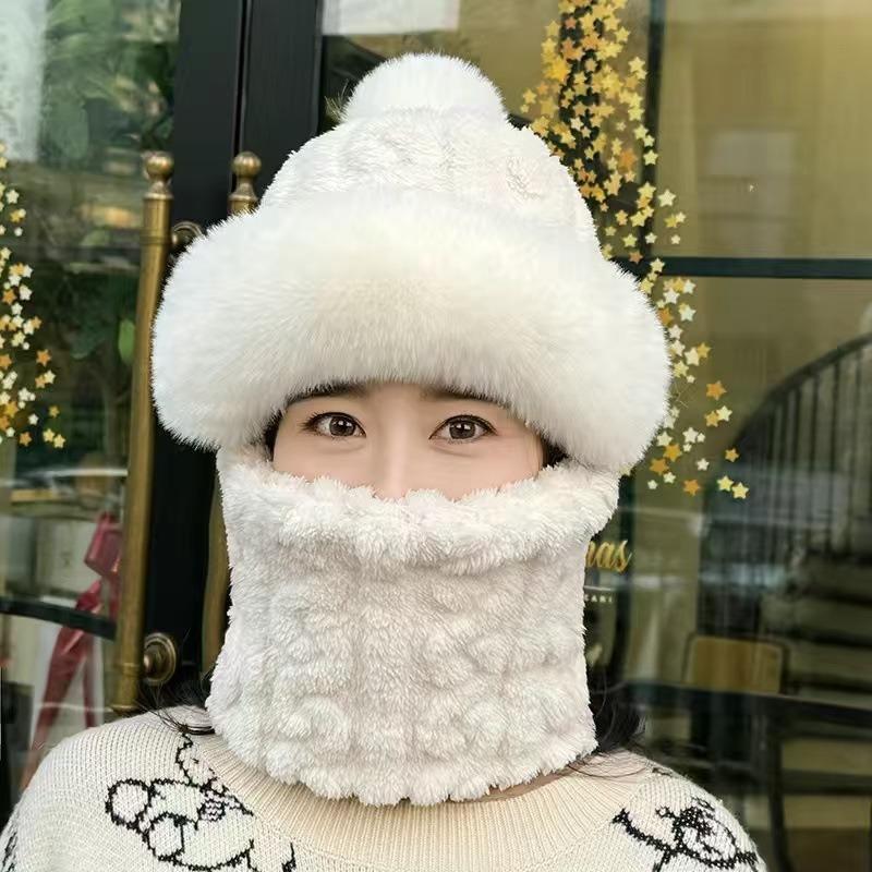 Winter Velvet Thickened Hat Cycling Windproof Scarf Mask Integrated Ear Protection Warm Bag Head Integrated Hat