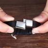 Minimalist Crystal Stone Bracelet Braided Leather Cord Stainless Steel Chain Waterproof Jewelry for Men Women Daily Use