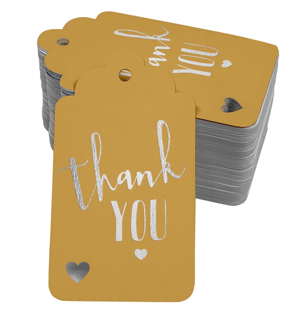 Inkdotpot ThankYou Bridal Shower-Baby Shower-Retirement-Wedding-Birthday Bottle Tag Real Gold Foil Favor Hang Tags Pack Of