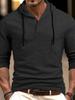 Men's Casual Long Sleeve Hooded Pullover with Drawstring and Buttons for Autumn/Winter