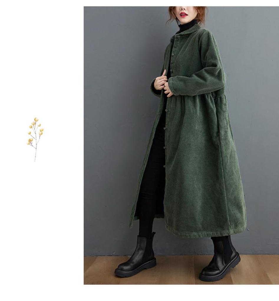 YAYUPLUS Long Corduroy Shirt Dress with Fleece Perfect for Fall and Long Midi Open Long Loose and Casual Style Women's Lining, Winter, Length, Front,