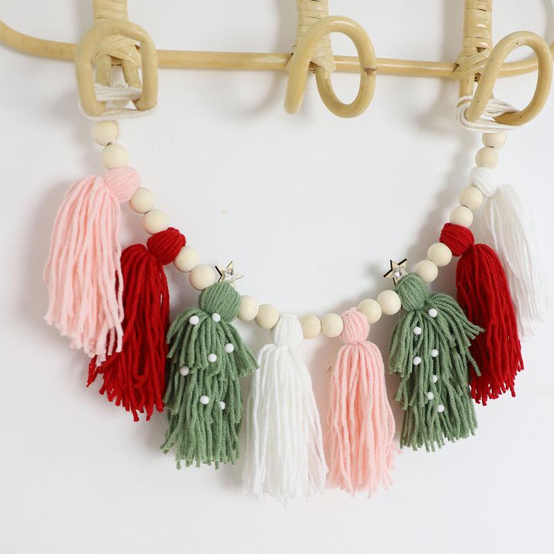 1Pc Colorful Adjustable Nordic Style Pendant Tassel Banner Christmas String