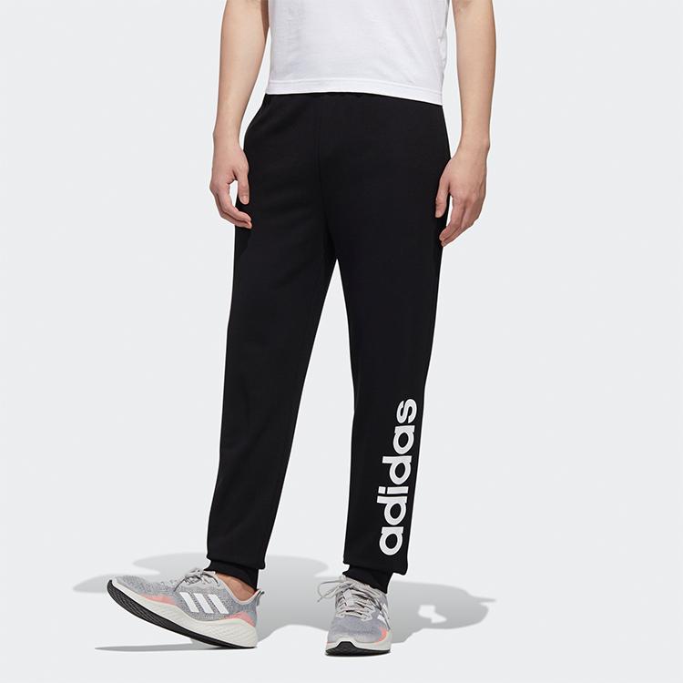 Adidas Neo Letter Print Elastic Mid-Waist Tapered Knit Joggers Men Bottoms Black GJ8923