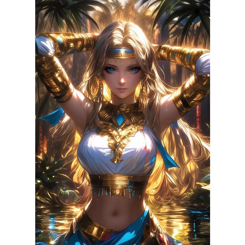 Agile Fashion Anime Girl Egyptian Style Sexy Goddess Poster Print Oil Painting Mural Living Room Home Decor Egyptian Characters