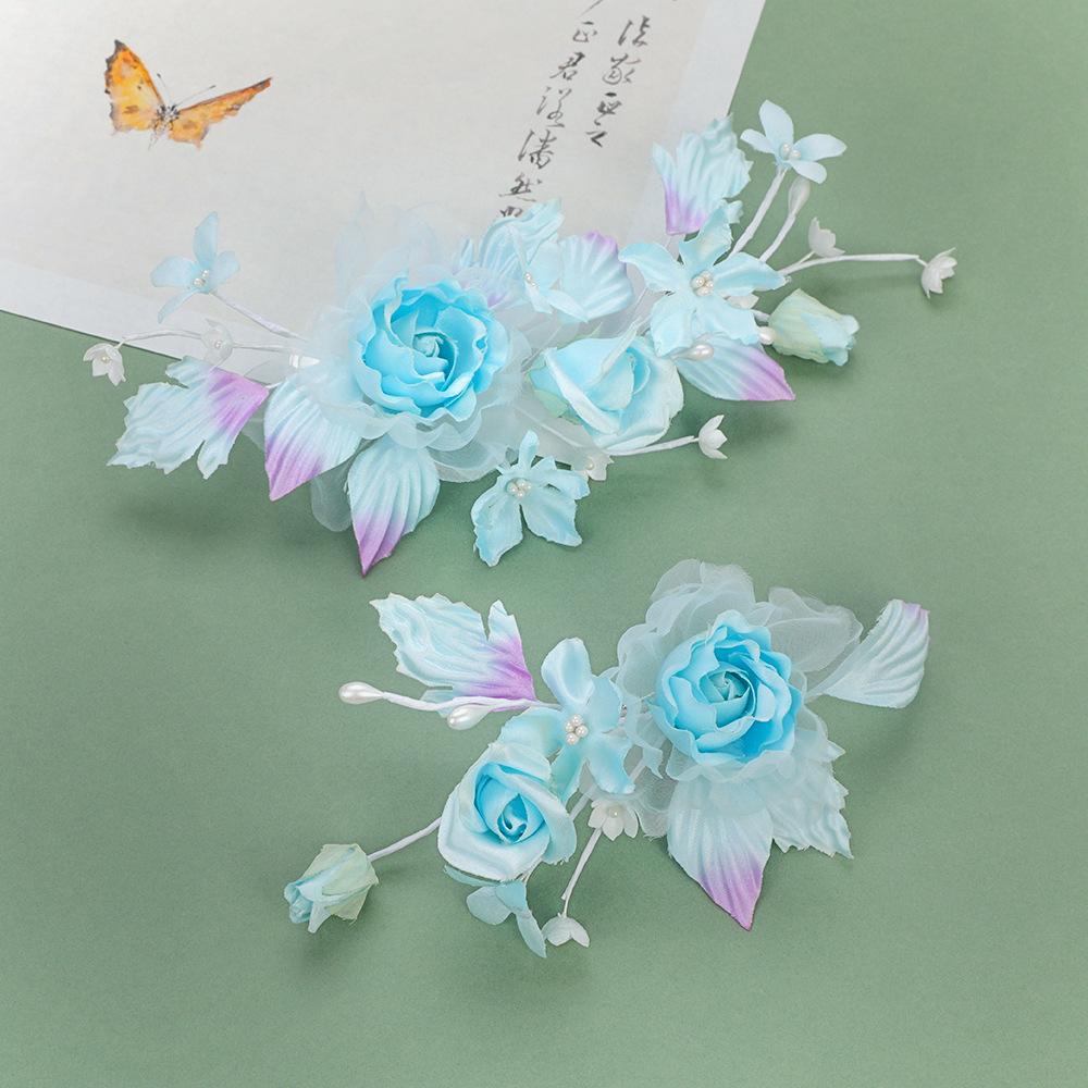 Flower Hair Clips Forks Chinese Hanfu Hair Accessories for Women Hairpin Fork Handmade Vintage Wedding Hair Jewelry Retro Crowns for Girl and Women