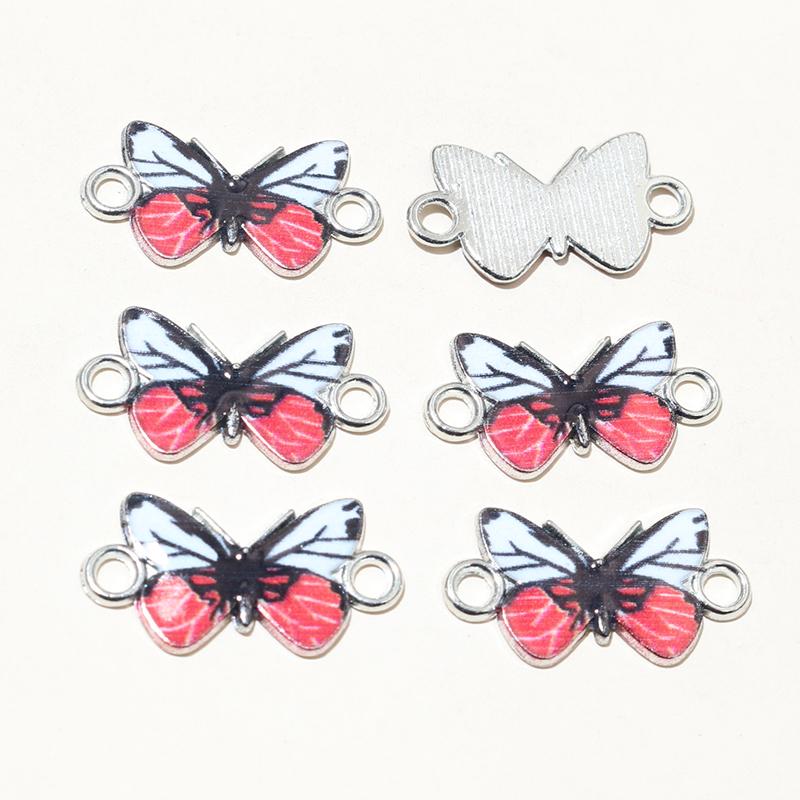 10pcs 14x16mm Acrylic Butterfly Charms Alloy Metal Charm Pendant For Necklace Bracelet DIY Jewelry Making Accessories Findings