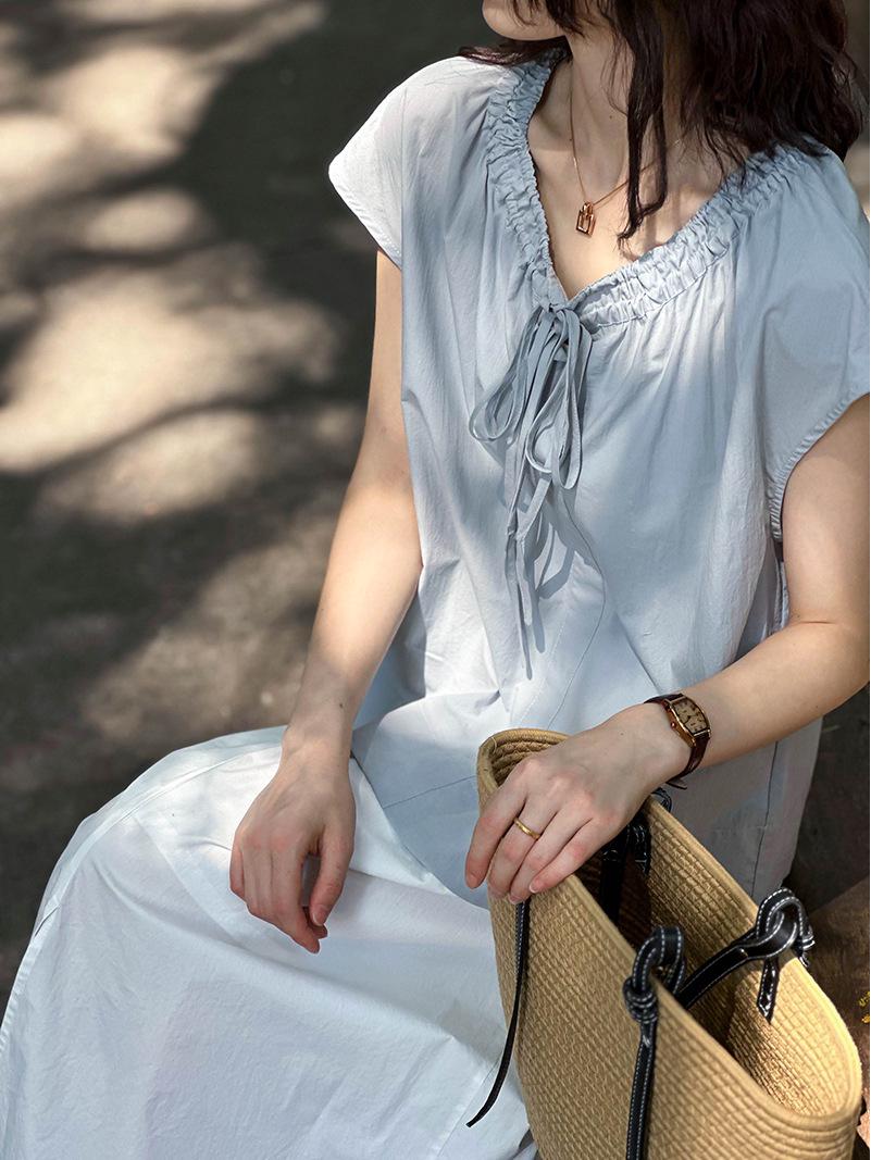 

Женская летняя футболка Orange Zhi 2024: Стильный свободный крой, дышащий дизайн с бантом, высококачественная мягкая ткань One Size синий/серый