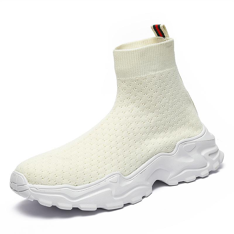 Chaussettes et chaussures pour hommes en maille tissée à la mouche chaussures pour hommes montantes décontractées à enfiler chaussures simples décontractées grande taille chaussures de sport pour hommes