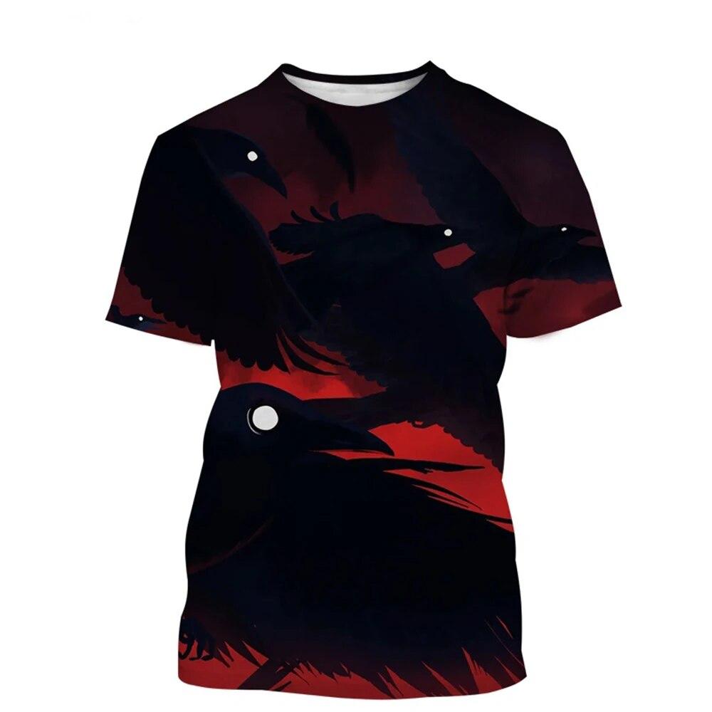 Animal Crow 3d Print Summer Men/Women O-Neck T-shirt Casual Short Sleeve Oversized T Shirt Fashion Streetwear Trend Men Clothing