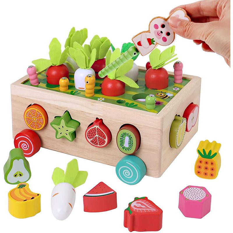 Toys Educational Toys Montessori for Baby Girls1 2 3 4Year Wooden Puzzle Carrot Harvest Toy Game Shape Sorting for Children Boys