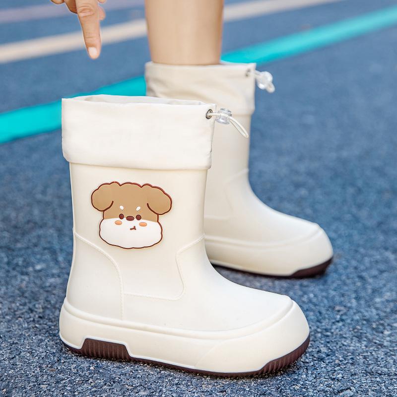 Damen Mid-Calf Wasserdichte Regenstiefel, Rutschfestes Gummi mit Baumwollfutter für Outdoor- und Küchengebrauch.