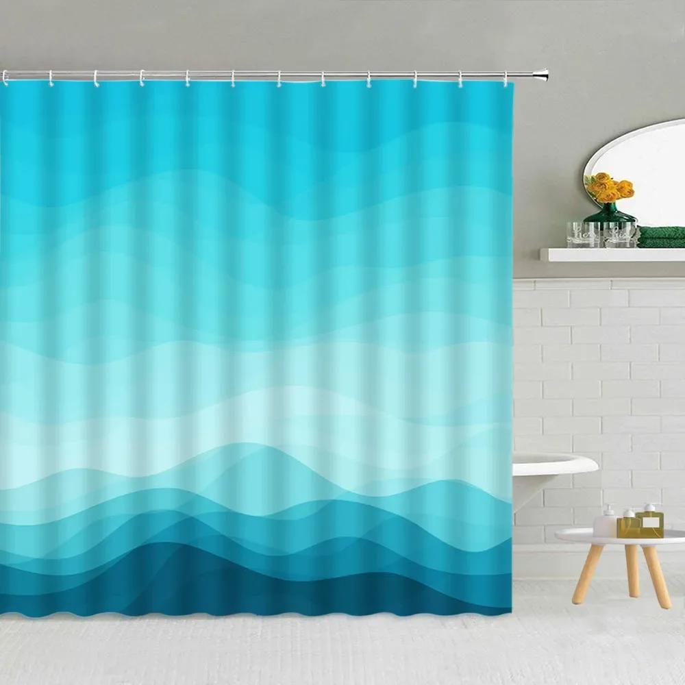 Geometric Shower Curtain, Gradient Colour Rhombus Bright Mid Century Modern Abstract Art Navy Blue Purple Bathroom Decorative