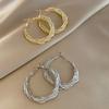 Gold Color Twist Round Earring Fashion Hollow Mesh Crystal Circle Geometric Hoop Earrings For Women Accessories Party Jewelry Gi