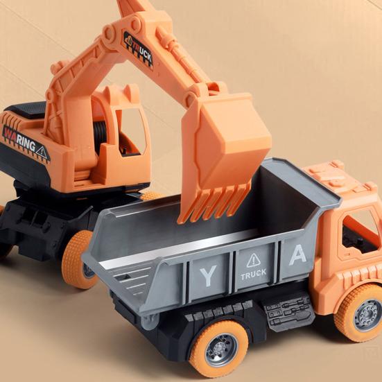 1/4 Stück Kinder Baufahrzeug Spielzeug Trägheitsantrieb Bewegliche Gelenke Ingenieurfahrzeug Kleinkinder Lernbagger Bulldozer Kipplaster Mischwagen