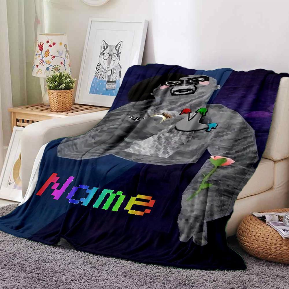 Custom Name Gorilla Party Celebration Party Blanket For Couch Bed Plush Cozy Fuzzy Blanket Super Soft Warm Blankets For Fall And Winter 091696