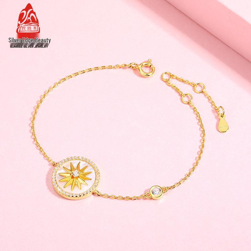 

S925 Sterling Silver Women s Bracelet with Eight-Pointed Star and Shell Design S925 Silver