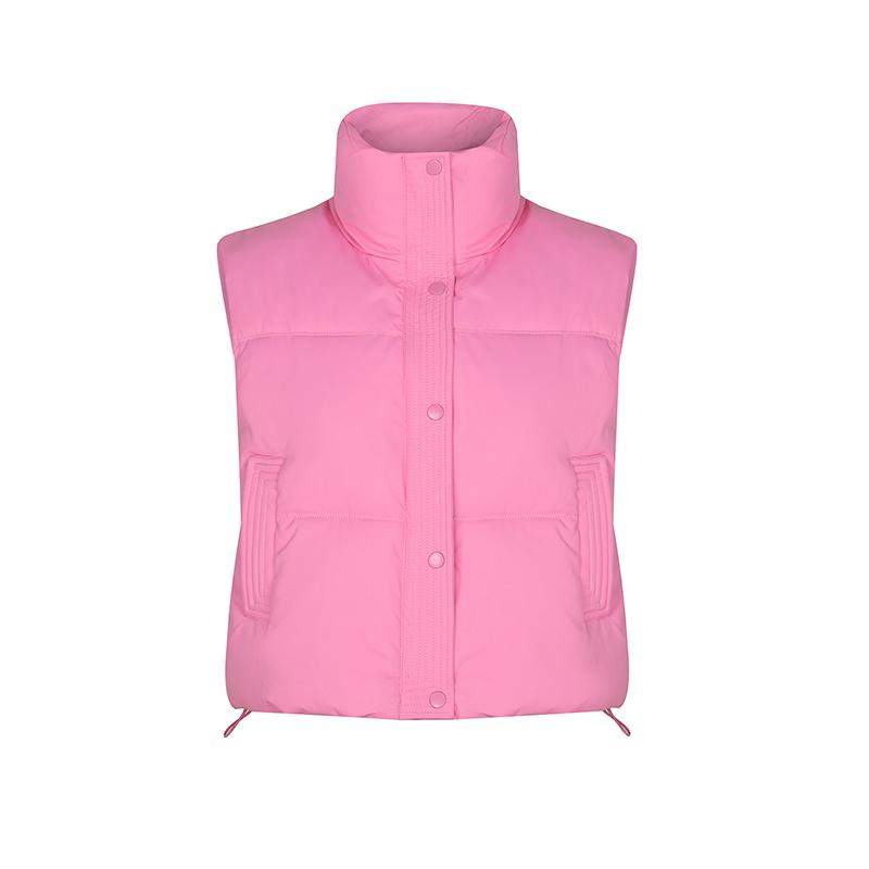 

Женская осенне-зимняя однотонная утолщенная верхняя одежда с хлопковой подкладкой и воротником-стойкой, теплая куртка без рукавов, пальто, жилет M розовый