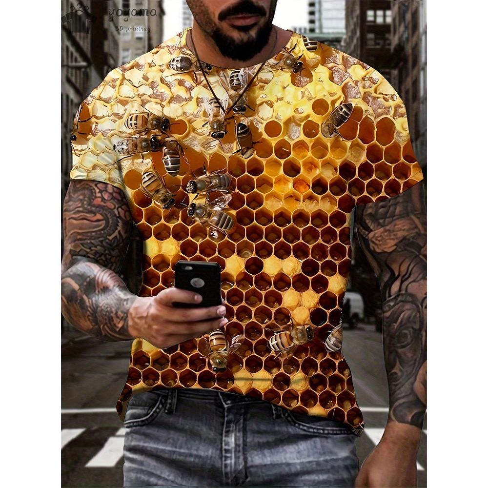 Men's 3d Printed Abstract Hip-Hop Trend Visual Illusion Short Sleeved T-Shirt Fashion Top Gradient Harajuku Street Clothing Tees