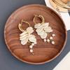 Super Fairy Shell Petal Earrings, Light Luxury Vacation Style Zircon Fringed Earrings, Elegant Temperament Pearl Stud Earrings