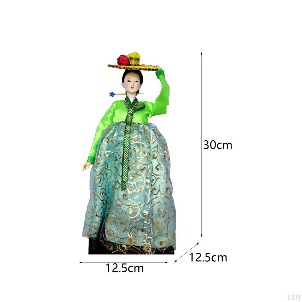 Hanbok Doll Korean Geisha Mini Kabuki Statue Traditional Handicraft Antique Asian Vintage
