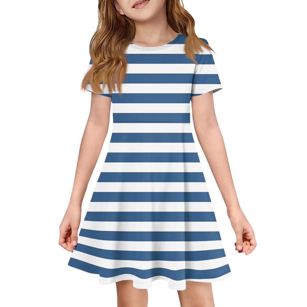 Dziewczęca Sukienka Letnia Kolor & Wzór Krótki Rękaw Z Kieszenią Casualowa Sukienka Krótki Rękaw Sukienka Imprezowa Dzień Wielkanocy