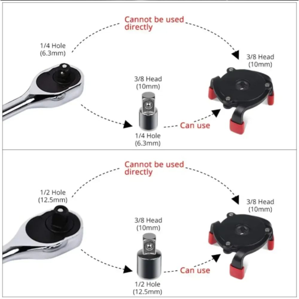 High Strength Steel Oil Filter Removal Tool Universal Design 3 Jaw Tool Engine Service