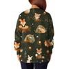 Women's Casual Fashion Long Sleeve Standing Lapel Single Breasted Cute Animal Printed  Workwear Jacket Tops