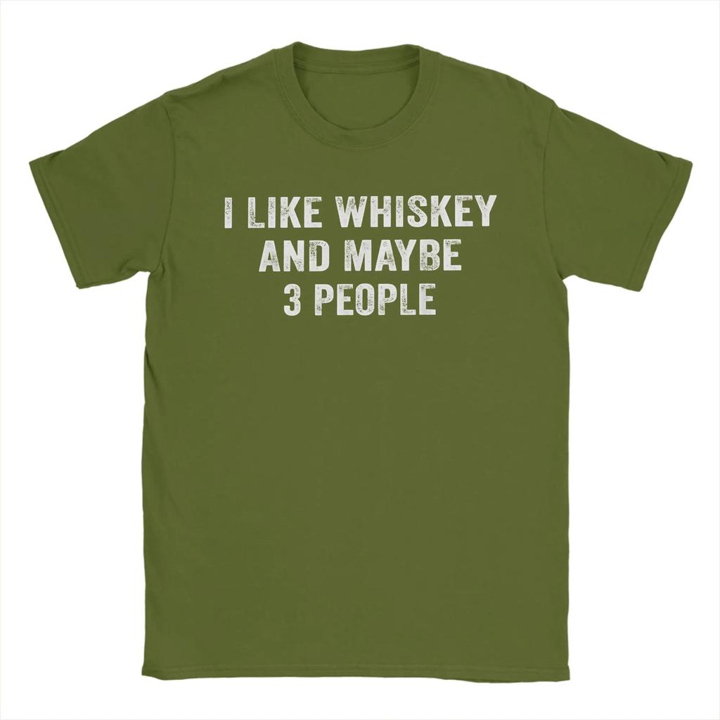 I Like Whiskey and Maybe 3 People Cotton T Shirt For Adult Summer  Y2K Casual T-Shirts Fashion Tee Shirt Oversize Casual Tops