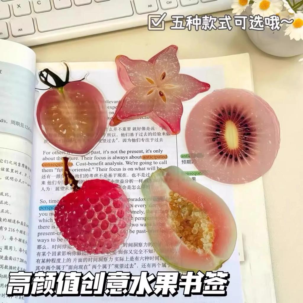 Ins Fruit Slice Bookmark Simulation Apple Lemom Cute Bookmark Reading Book Page Holder Student Gift Book Page Tag School Supplie