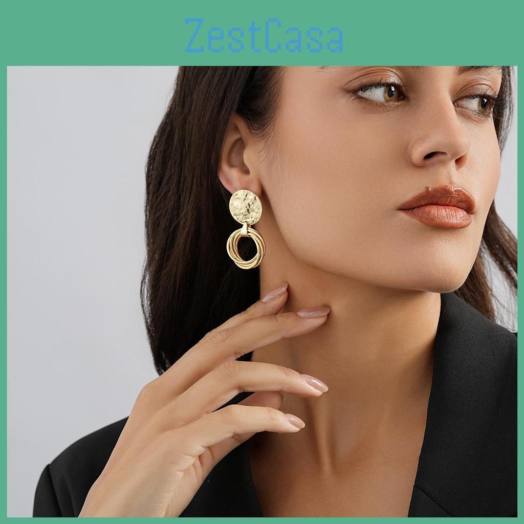 Chic Gold Alloy Earrings Modern Irregular Geometric Design For Women