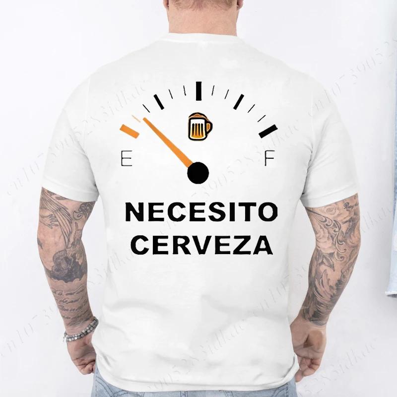 Fashion Casual T-shirt NECESITO CERVEZA Print Men Tshirts Trendy Tee Top Clothes for Summer Drinking Beer T Shirt Fashion Tops