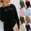 Cozy Women's Autumn Winter Fleece Sweater Tops With Elegant Lace Design For Style