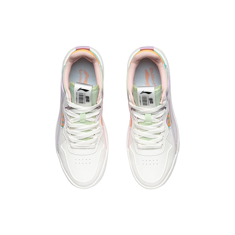 Li Ning Wave Superwave Lo Non Slip Lightweight Low Top Skateboard Shoes Women's White Purple Green AECR004-2
