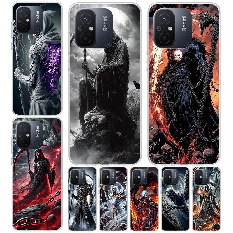 Death Grim Reaper Skull Scythe For Xiaomi Redmi 13C 13 12C 12 14C Phone Case 10 10A 10C 9 9A 9C 9T 8A 8 7A 7 6A 6 Pro K70 K60 K4