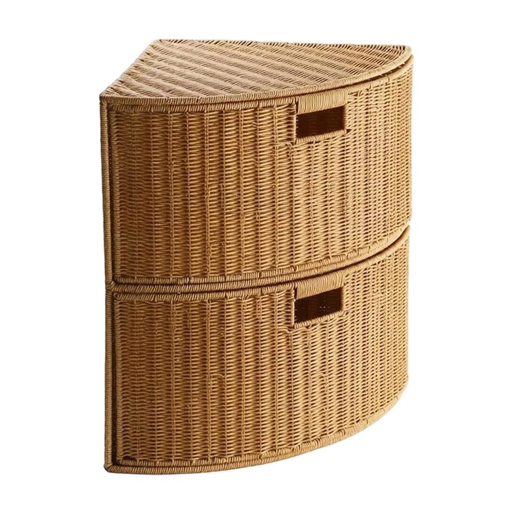 2 Tier Corner Storage Basket Stackable Wardrobe Organizer for Books Clothing S