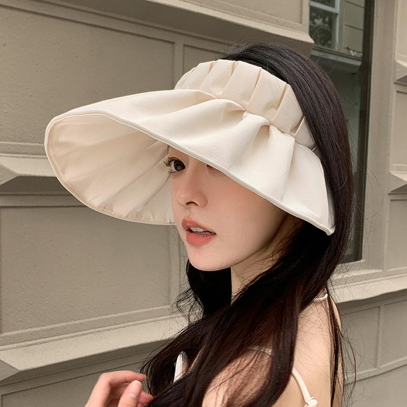 Folded empty top shell hat women's summer versatile large brim foldable sunscreen hat outdoor cycling beach hat