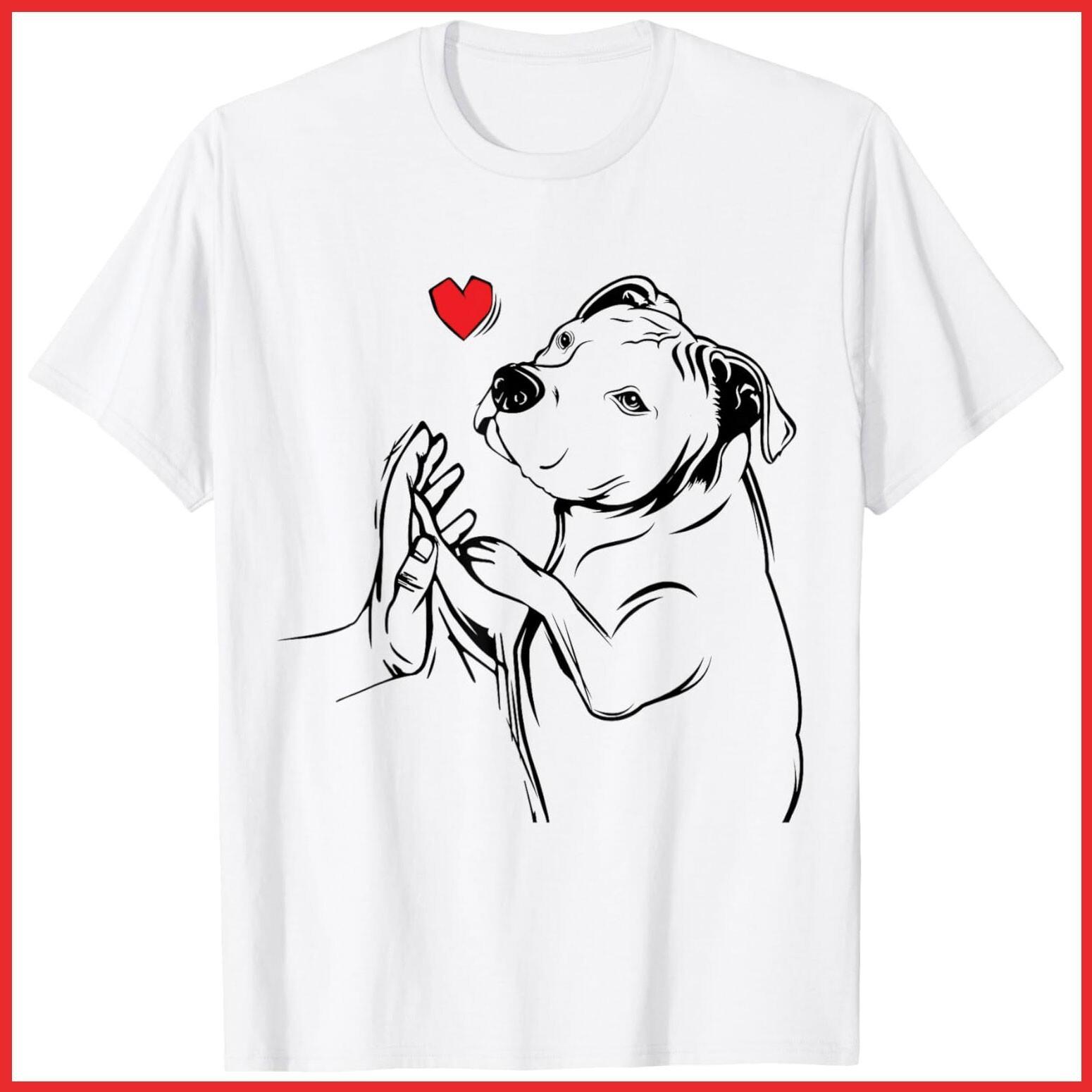 Pitbull Love Cute Pittie Dog Mom Funny White Cotton T-Shirt S-5XL M
