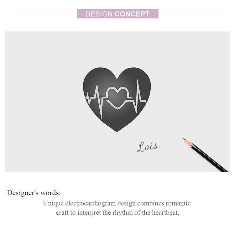 Bamoer Red Heart-shaped Enamel Beads 925 Sterling Silver Jewelry Unique Love Metal Charm Fit Original Bracelet