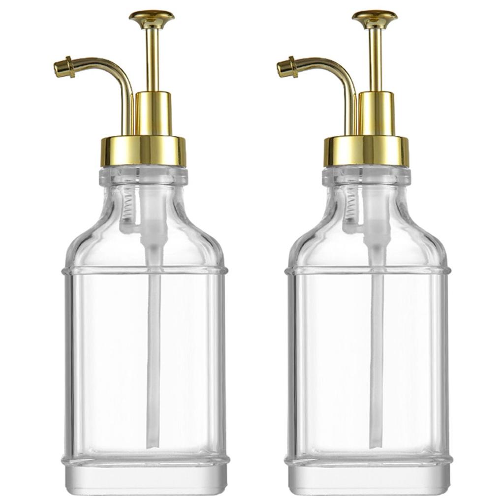 2026 New 500ml Transparent Glass Liquid Dispenser Coffee Syrup Container Bottle with Pumps Soap Dispenser and Bathroom 2pc A