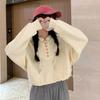 Women's Petite Hooded Waist-Gathering Sweatshirt - Korean Design, Loose Fit for Spring/Autumn