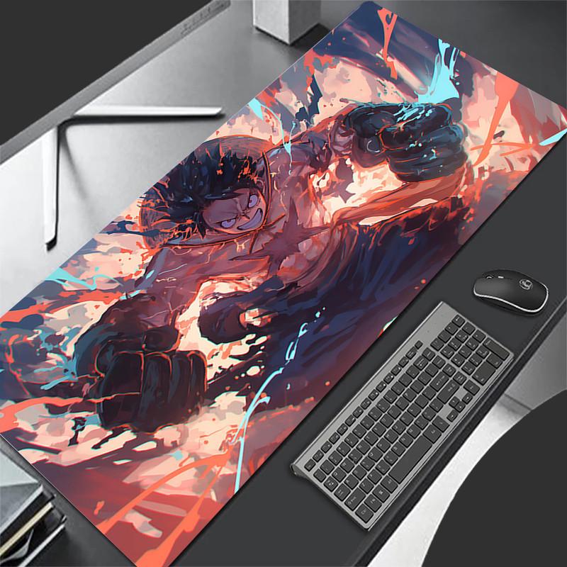Japan Cool Anime Mouse Pad PC White Gamer Cabinet Keyboard Rug Laptop O-one P-piece L-Luffy 5 Gear Mousepad XL Extended Desk Mat