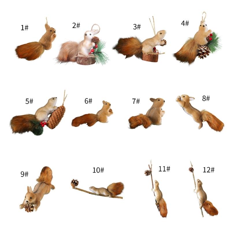 Artificial Squirrel Decoration Christmas Tree Hanging Ornament For Door Mantel Window Wedding Christmas Party Decoration