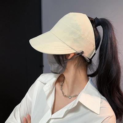 1Pieces Foldable Wide Brim Ponytail Sun Hat For Women Anti UV Sun Shading Hat Women Leisure Adjustable Mountaineering Scarf