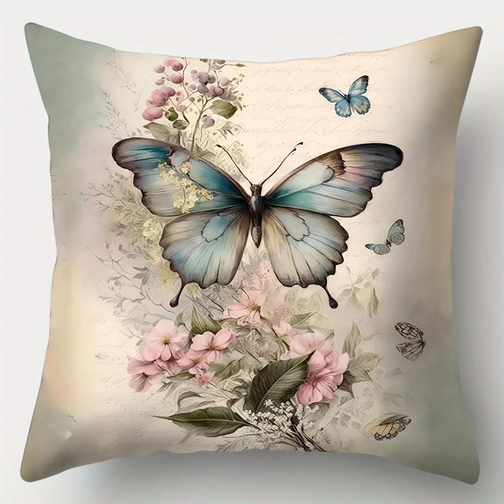 Home Decor Floral & Bird Pattern Decorative Pillow Covers Pattern Cushion Cover Suitable For Sofa Bedroom Car Pillow Cover
