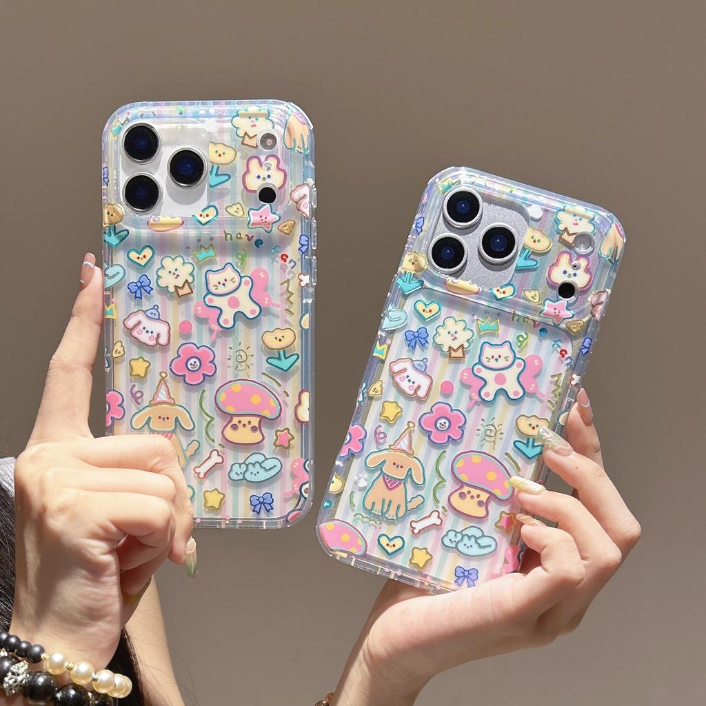 Transparent Colorful Graffiti Cartoon Animal Case for Apple 16 iPhone 15 Pro Max New 13/14