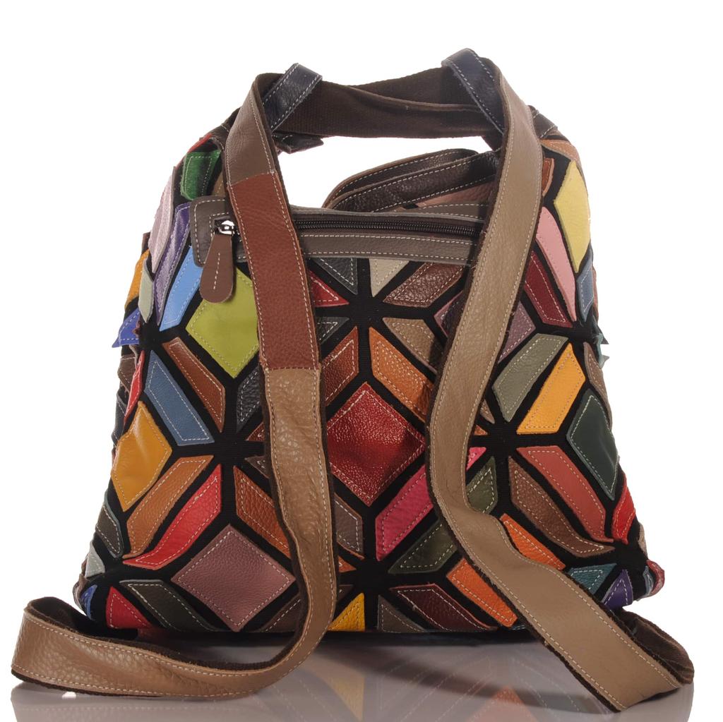 Damen Leder Umhängetasche – Patchwork Design