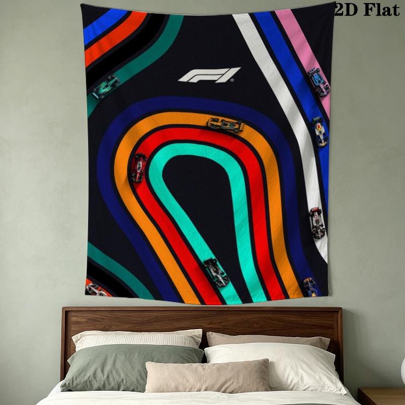 F1 Cars Pattern Wall Tapestry Aesthetic Wall Hanging Printed Fabric Blanket Decorative Tapestries for Bedroom Living Room Home Decor