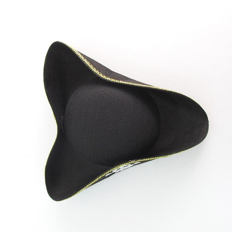 Soft Black Tricorn Hat Party Accessory Elegant Black Dress-up Theme Party Pirate